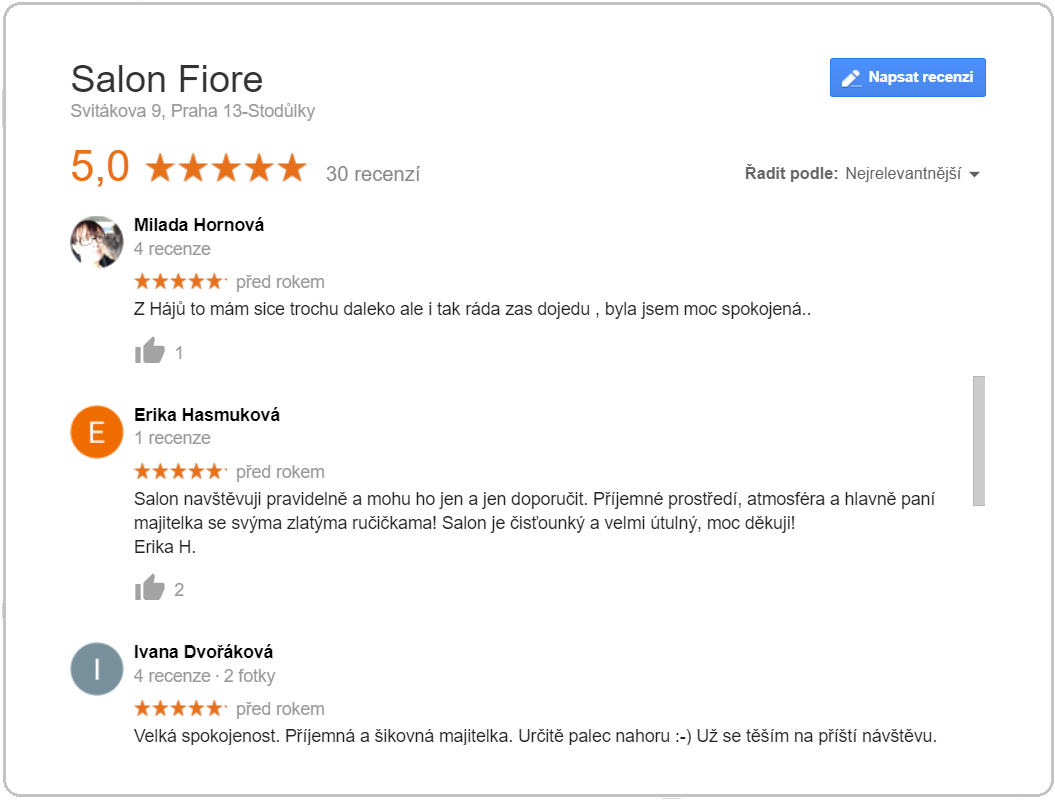 Recenze Google obla